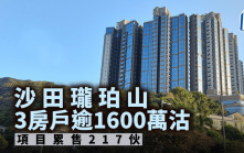 沙田瓏珀山3房戶逾1600萬沽 每呎1.7萬