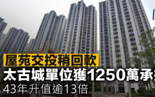屋苑交投稍回軟 太古城單位獲1250萬承接 43年升值逾13倍