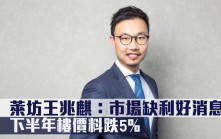 差估署數據回應｜萊坊王兆麒：市場缺利好消息 下半年樓價料跌5%