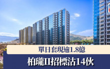 柏瓏II招標沽14伙 單日套現逾1.8億
