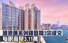 新盤成交｜維港滙系列樓盤錄3宗成交 每呎高見3.11萬 