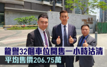 熱辣新盤放送｜龍譽32個車位開售一小時沽清 平均售價206.75萬