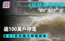 4級颶風登陸佛州逾100萬戶停電 至少3死恐釀大規模破壞