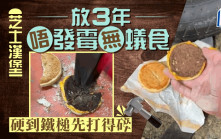 芝士漢堡包放3年沒發霉  堅硬如石要用鐵鎚砸開
