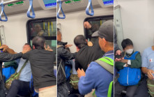 有片｜兩男上班時間疑爭位 車廂內大亂鬥被捕 學童被捲入一臉無奈