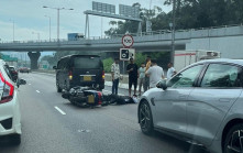 吐露港公路電單車貨Van相撞 鐵騎士倒地受傷