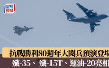 抗戰勝利80週年大閱兵預演登場  「殲-35」「殲-15T」「運油-20」亮相