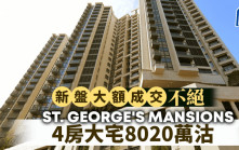 新盤大額成交不絕 ST. GEORGE\'S 4房大宅8020萬沽