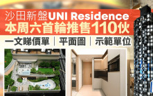 沙田UNI Residence收票不俗今截登記 本周六首輪推售110伙 價錢及示位一文睇清