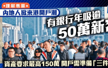 內地人掀來港開戶潮 有銀行年吸逾50萬新客 資產要求最高150萬 開戶需準備「三件套」