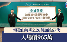 海盈山每呎2.26萬加推67伙 入場價965萬