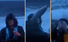 挪威記者190km/h陣風下直播  遭「飛魚」擊中當場倒地