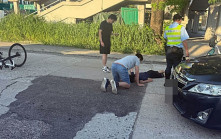 上水河上鄉單車男捱撞  受傷倒卧地上