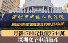 月薪4700元負債2544萬 深圳女子申請破產