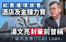 紀惠連環放售酒店及金鐘力寶 湯文亮封筆前曾稱「留現金應付Call Loan」