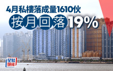 4月私樓落成量1610伙 按月回落19%