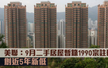 研究報告｜美聯：9月二手居屋暫錄1990宗註冊 創近5年新低