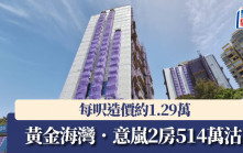 黃金海灣．意嵐2房514萬沽 每呎造價約1.29萬