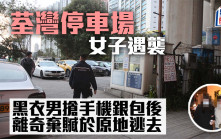 荃灣女子停車場遇襲 賊人搶去手機銀包後離奇扔走 警緝黑衣男