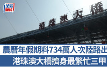 农历新年︱入境处料734万人次经陆路出入境 港珠澳大桥跻身最繁忙三甲