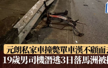 元朗奪命車禍｜私家車撞斃單車漢不顧而去 19歲男司機潛逃3日落馬洲被捕