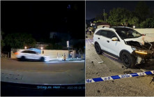 粉嶺皇后山車禍｜車Cam直擊死神來了 男途人挨欄杆 私家車突剷上路打保齡