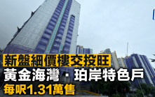 新盤細價樓交投旺 黃金海灣．珀岸特色戶 每呎1.31萬售