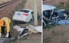 慘烈意外｜河南房車猛撼火車尾成廢鐵  司機身亡3乘客傷