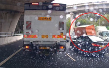 有片│青衣南灣隧道貨櫃車猛撼電單車 鐵騎士重創當場不治