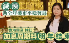 減辣助全年樓市平穩發展 香港興業林紅：加息周期料明年結束