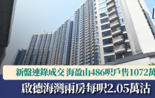 新盤連錄成交 啟德海灣兩房每呎2.05萬售 