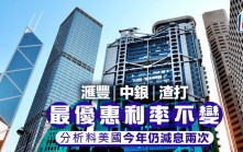 滙豐中銀渣打維持最優惠利率不變 分析料美國今年仍減息兩次