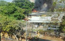 粉嶺鐵皮倉陷火海 黑煙衝天傳爆炸聲 消防趕至灌救疏散村民