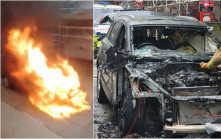 深水埗鬧市私家車起火 傳爆炸聲途人圍觀