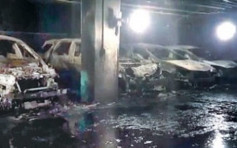 韩男车上吸烟引发大火 停车场内666辆车损毁
