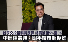專訪｜中洲陳志興指明年樓市漸復甦 首季交投量料將反彈 樓價波幅5%至8%