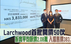 熱辣新盤放送｜Larchwood開價首批50伙 折實平均呎價2.08萬 入場售價約383.3萬