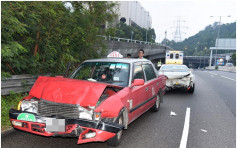 私家車呈祥道撞壆 的士收掣不及撞上1傷