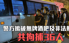 警搗紅磡無牌酒吧及九龍城非法賭檔 共拘36人