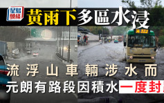 黃雨下多區水浸 流浮山車輛涉水而行 元朗丹桂村外積水一度封路