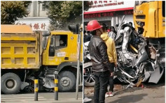 半掛式卡車超速衝撞前車 重慶女司機遭活生生夾死