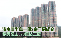 二手市况｜清水湾半岛一周3宗三房成交 移民业主870万沽三房