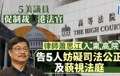 律师萧思江就《香港制裁法》入禀告5美议员妨碍司法公正及藐视法庭 指全民有权在港拘捕5人