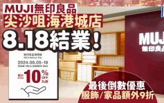 MUJI无印良品结业优惠｜尖沙咀海港城店8.18结业！即日起指定商品享9折优惠 附新店详情