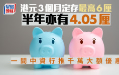 定存攻略｜港元3個月定存最高6厘 半年亦有4.05厘 一間中資行推千萬大額優惠