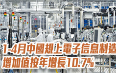 工信部｜1-4月中國規上電子信息制造業增加值按年增長10.7%
