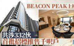 BEACON PEAK上樓書 共涉332伙 首批招標推售千呎戶 周六開放示位