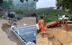 深水湾泳滩黑雨后严重下陷 救生员出动铲车转做「救滩员」