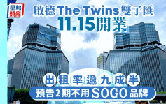 启德The Twins双子汇11.15开业 出租率逾95% 预告2期不用「SOGO」品牌｜附各楼层布局