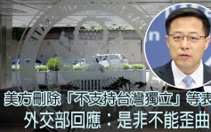美方删除「不支持台湾独立」等表述 外交部：是非不能歪曲